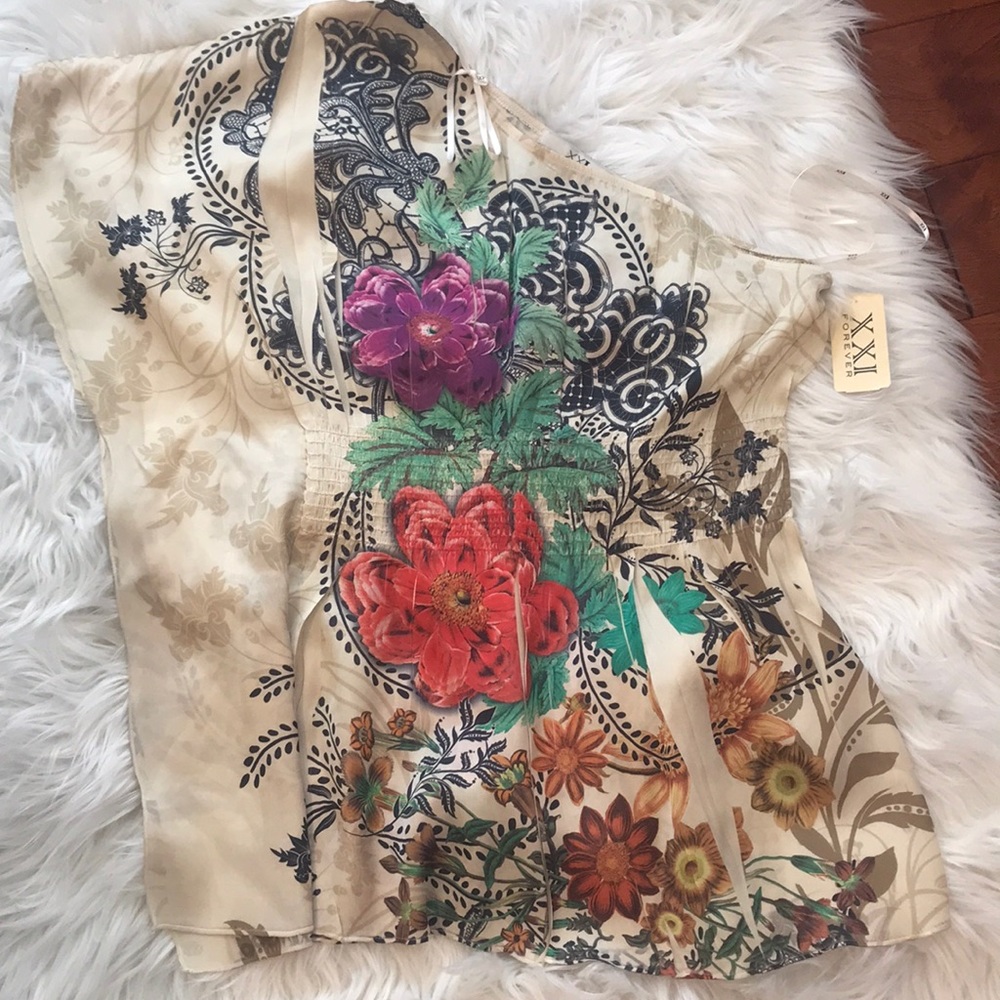 One shoulder floral top